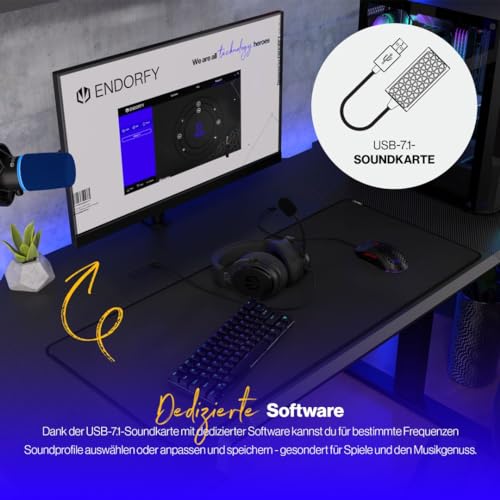 Słuchawki ENDORFY VIRO Plus z karta dźwiękową 7.1 USB i odłączanym mikrofonem - wysoka jakość dźwięku - obrazek 11