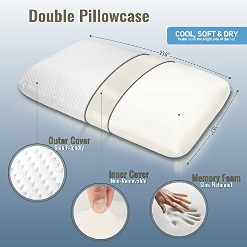 pillowLY Poduszka ortopedyczna z pianki z pamięcią kształtu łagodzi ból karku i ramion hipoalergiczna ortopedyczna poduszka pod kark odpowiednia dla osób śpiących na boku plecach i brzuchu - obrazek 4