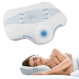 FAMOOKLAN Ergonomiczna poduszka ortopedyczna profesjonalna poduszka pod kark poduszka do spania na boku z pianki memory łagodzi bóle głowy karku i ramion biały Medium
