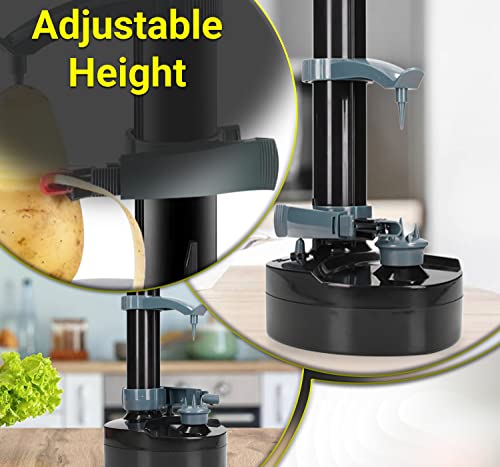 Elektryczna Obieraczka do Ziemniaków i Owoców z 3 Ostrzami - Automatyczna Maszyna do Obierania Warzyw i Jabłek (Czarny) - obrazek 3