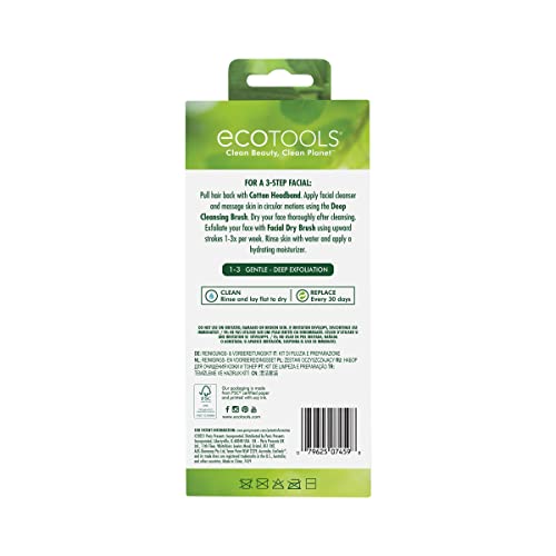 EcoTools Zestaw do pielęgnacji skóry twarzy: Narzędzia do oczyszczania i złuszczania z opaską na głowę i szczotką do oczyszczania na sucho - obrazek 4