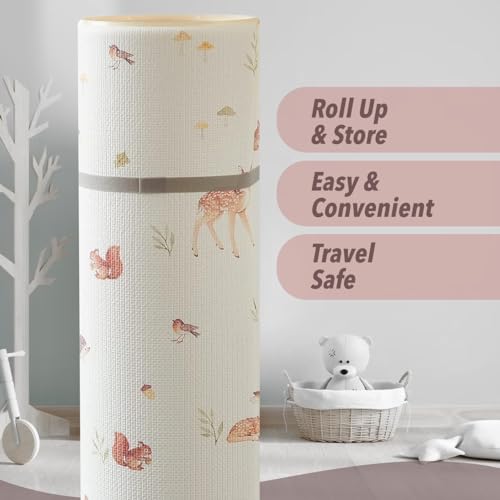 Pianka do zabawy dla niemowląt – mata do raczkowania dla dzieci i małych dzieci: aktywna, nietoksyczna, odwracalna, wodoszczelna, duża 2 x 141 m - obrazek 2