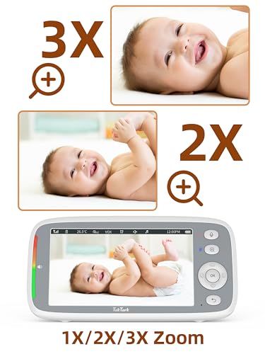 TakTark Baby Monitor, 5.0" Baby Monitor wideo i audio 720P HD 3050mAh - obrazek 10