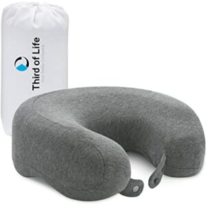 Poduszka pod kark do samolotu i samochodu | ortopedyczna poduszka podróżna z ergonomiczną pianką z pamięcią kształtu | RONDAR z poszewką | Skuteczna przeciwko bólom karku | Oddychająca poduszka