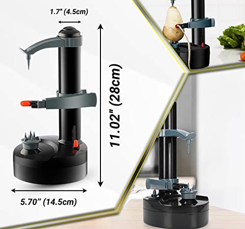Elektryczna Obieraczka do Ziemniaków i Owoców z 3 Ostrzami - Automatyczna Maszyna do Obierania Warzyw i Jabłek (Czarny) - obrazek 7