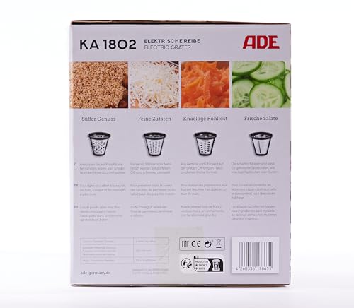 Elektryczna tarka kuchenna Ade KA1802 w kolorze nieutlenianym czarnym/srebrnym 20.5 x 15 x 28.3 cm - obrazek 4