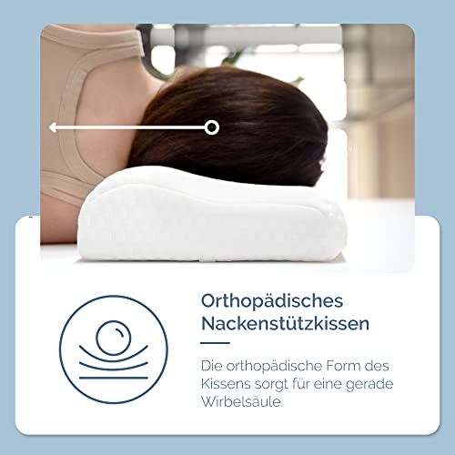 DOSCI Poduszka pod głowę z pianki z pamięcią kształtu ortopedyczna poduszka podpierająca kark poduszka do spania z bambusową poszewką dla osób śpiących na boku i na plecach - obrazek 8