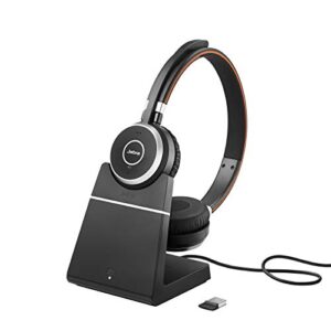 Jabra Evolve 65 SE - Bezprzewodowy zestaw słuchawkowy Bluetooth z mikrofonem redukującym szumy - Długa żywotność baterii i ładowarka - Certyfikat MS Teams - Kolor czarny