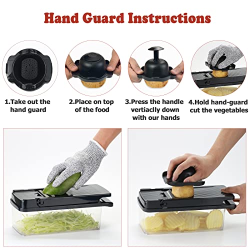 17-w-1 Mandolina ze stali nierdzewnej T-GOGO: Krajalnica do warzyw, tarka, siekacz do sałatek - Czarna - obrazek 8