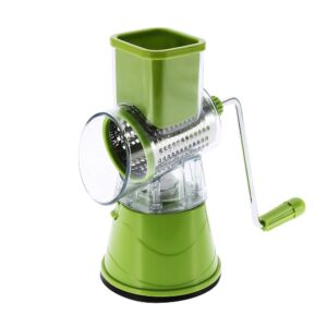 Ręczna krajalnica do warzyw z obrotowymi ostrzami ze stali nierdzewnej - tarka do sera, kolor zielony