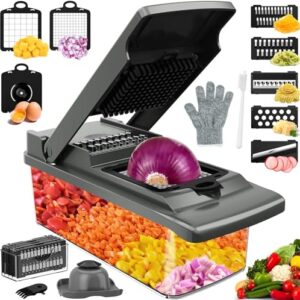 Profesjonalna krajalnica do warzyw 15 w 1 z 7 wymiennymi nożami - idealna do przygotowywania frytek, krojenia marchewki, cebuli i pomidorów