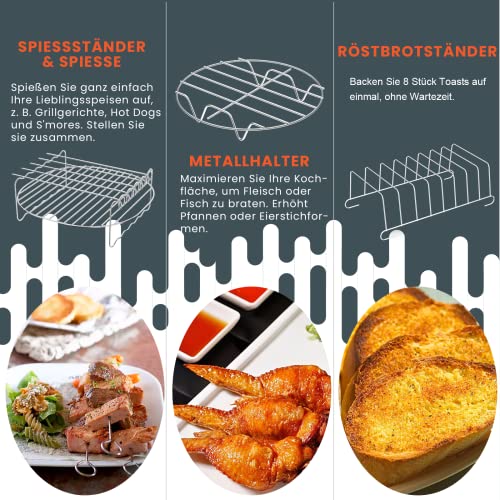 Akcesoria XXL do kwadratowej frytkownicy na gorące powietrze - pasują do urządzeń marki Cosori, Philips, Innsky, Klamer, Princess, Ninjia, Tefal (55 l, 62 l) - kolor czarny - obrazek 11