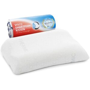 Poduszka pod kark MATAR | Ortopedyczna poduszka zapobiegająca bólowi szyi | Pianka Visco z pamięcią kształtu | Poszewka termoregulacyjna | Poduszka do spania na boku i plecach | 55 x 40 x 11/9 cm