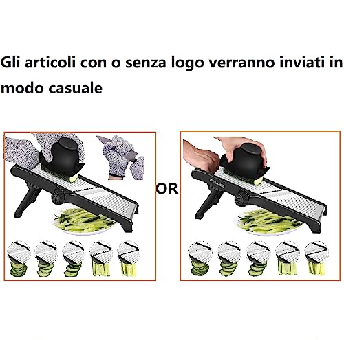 Profesjonalna krajalnica mandolina do warzyw z regulowaną stalą nierdzewną i rękawiczkami ochronnymi - ręczna krajarka tnie grube plastry od 1 do 9 mm - obrazek 8