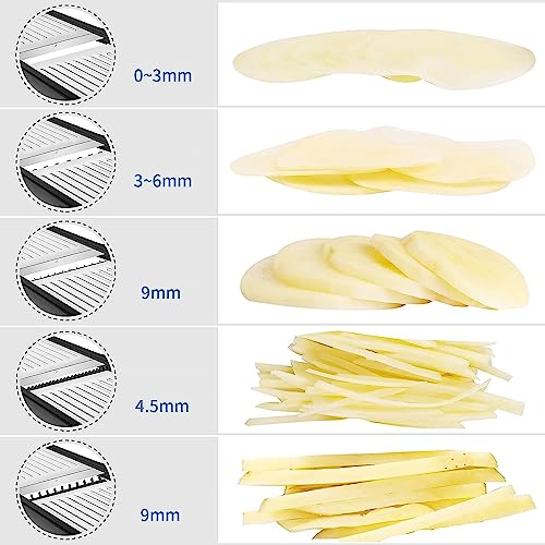 Profesjonalna krajalnica mandolina do warzyw z regulowaną stalą nierdzewną i rękawiczkami ochronnymi - ręczna krajarka tnie grube plastry od 1 do 9 mm - obrazek 5