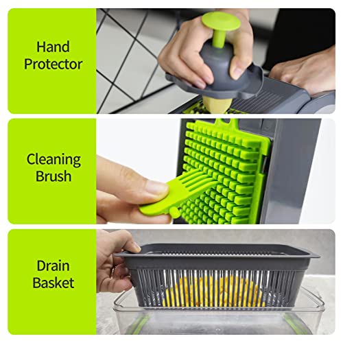 Profesjonalna mandolina kuchenna 13 w 1 z pudełkami do przechowywania - idealna do krojenia i tarcia warzyw - obrazek 8