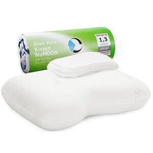 ALOE VERA Poduszka pod szyję | Aloesowa piankowa poduszka do spania na boku NuMoon z pamięcią kształtu | Poduszka ortopedyczna BAMBUS PureAIR i poszewka | Poduszka bambusowa z pianki Visco