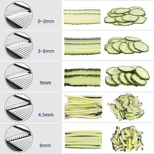 Profesjonalna krajalnica mandolina do warzyw z regulowaną stalą nierdzewną i rękawiczkami ochronnymi - ręczna krajarka tnie grube plastry od 1 do 9 mm - obrazek 6