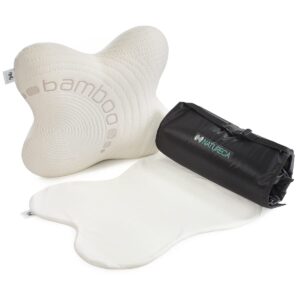 NATURECA Ortopedyczna poduszka z pianki memory – poduszka w kształcie motyla 55 x 45 x 12 cm – poduszka do spania na boku Memory Foam – poduszka podpierająca kark pianka visco z torbą transportową (55 x 45 cm)