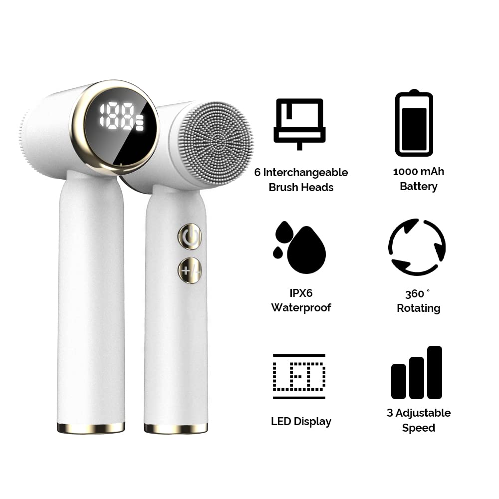 OBEST Elektryczna szczotka do oczyszczania twarzy, z 5 wodoodpornymi g - obrazek 4