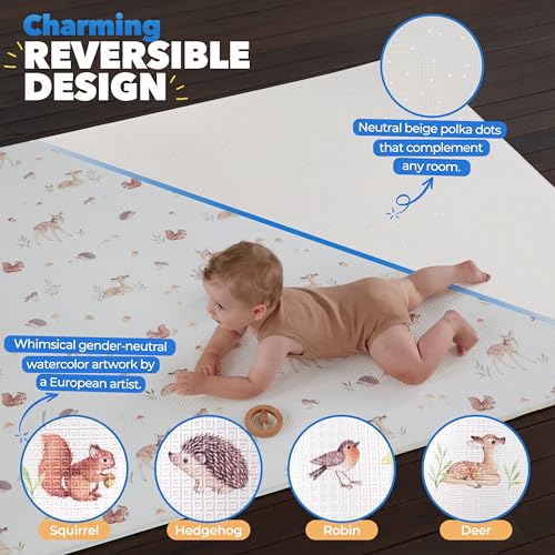 Pianka do zabawy dla niemowląt – mata do raczkowania dla dzieci i małych dzieci: aktywna, nietoksyczna, odwracalna, wodoszczelna, duża 2 x 141 m - obrazek 6