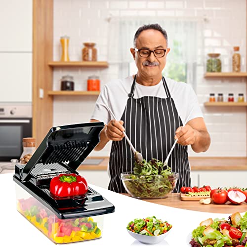 17-w-1 Mandolina ze stali nierdzewnej T-GOGO: Krajalnica do warzyw, tarka, siekacz do sałatek - Czarna - obrazek 7