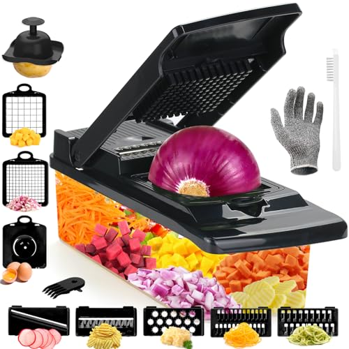 17-w-1 Mandolina ze stali nierdzewnej T-GOGO: Krajalnica do warzyw, tarka, siekacz do sałatek - Czarna - obrazek 5