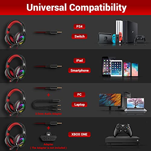 Słuchawki do gier z LED RGB, mikrofonem i redukcją szumów - idealne dla PC, PS4, Switch, Xbox i smartfonów - obrazek 12