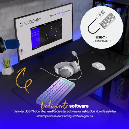 Słuchawki ENDORFY VIRO Plus USB Onyx White z kartą dźwiękową 7.1 i odłączanym mikrofonem - obrazek 4