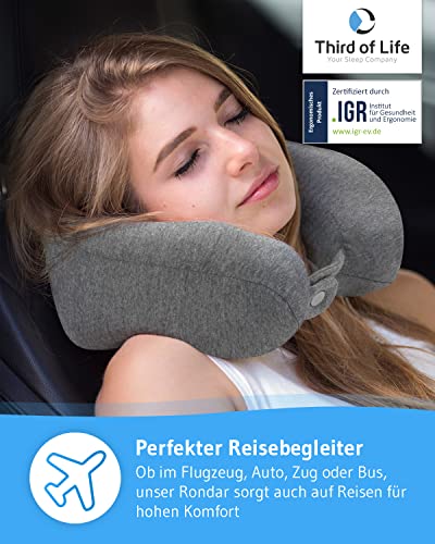 Poduszka pod kark do samolotu i samochodu | ortopedyczna poduszka podróżna z ergonomiczną pianką z pamięcią kształtu | RONDAR z poszewką | Skuteczna przeciwko bólom karku | Oddychająca poduszka - obrazek 4