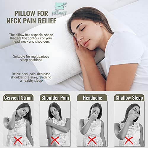 pillowLY Poduszka ortopedyczna z pianki z pamięcią kształtu łagodzi ból karku i ramion hipoalergiczna ortopedyczna poduszka pod kark odpowiednia dla osób śpiących na boku plecach i brzuchu - obrazek 6