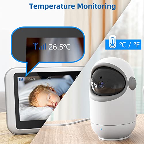 TakTark Kamera Babyphone, 4,3" kamera wideo dla niemowląt z 300° zdaln - obrazek 8