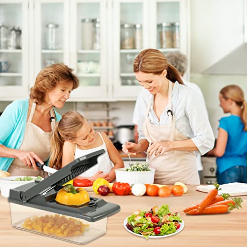 Profesjonalna krajalnica do warzyw 15 w 1 z 7 wymiennymi nożami - idealna do przygotowywania frytek, krojenia marchewki, cebuli i pomidorów - obrazek 6