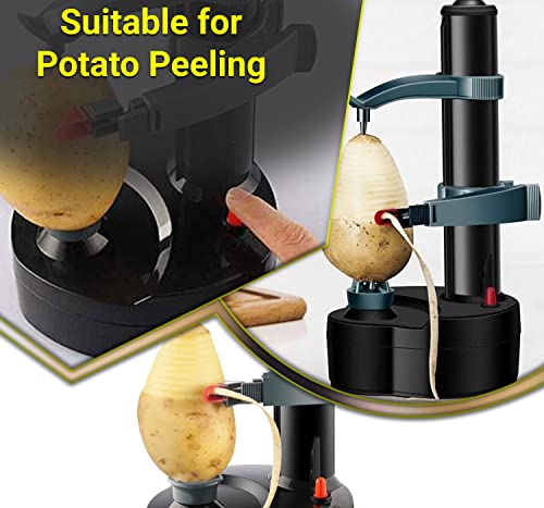 Elektryczna Obieraczka do Ziemniaków i Owoców z 3 Ostrzami - Automatyczna Maszyna do Obierania Warzyw i Jabłek (Czarny) - obrazek 4