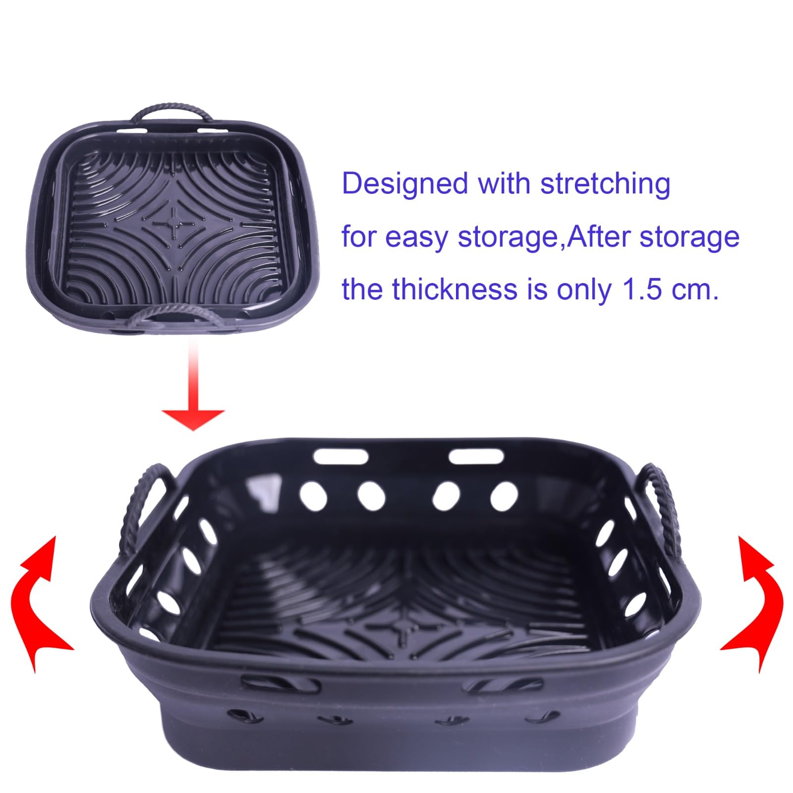 Forma Silikonowa do Frytownicy Powietrznej BEZ Oleju 22CM - 2 sztuki Akcesoria do COSORI, CECOTEC - FREIDER Składany, Wielokrotnego Użytku (Czarny) - obrazek 7