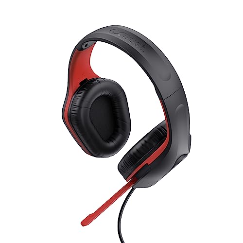 Trust Gaming GXT 415S Zirox - Lekkie kaski do gier na Nintendo Switch z mikrofonem i sterownikami 50 mm - Przewodowe słuchawki Over-Ear w kolorze Czarno-Czerwonym - obrazek 4