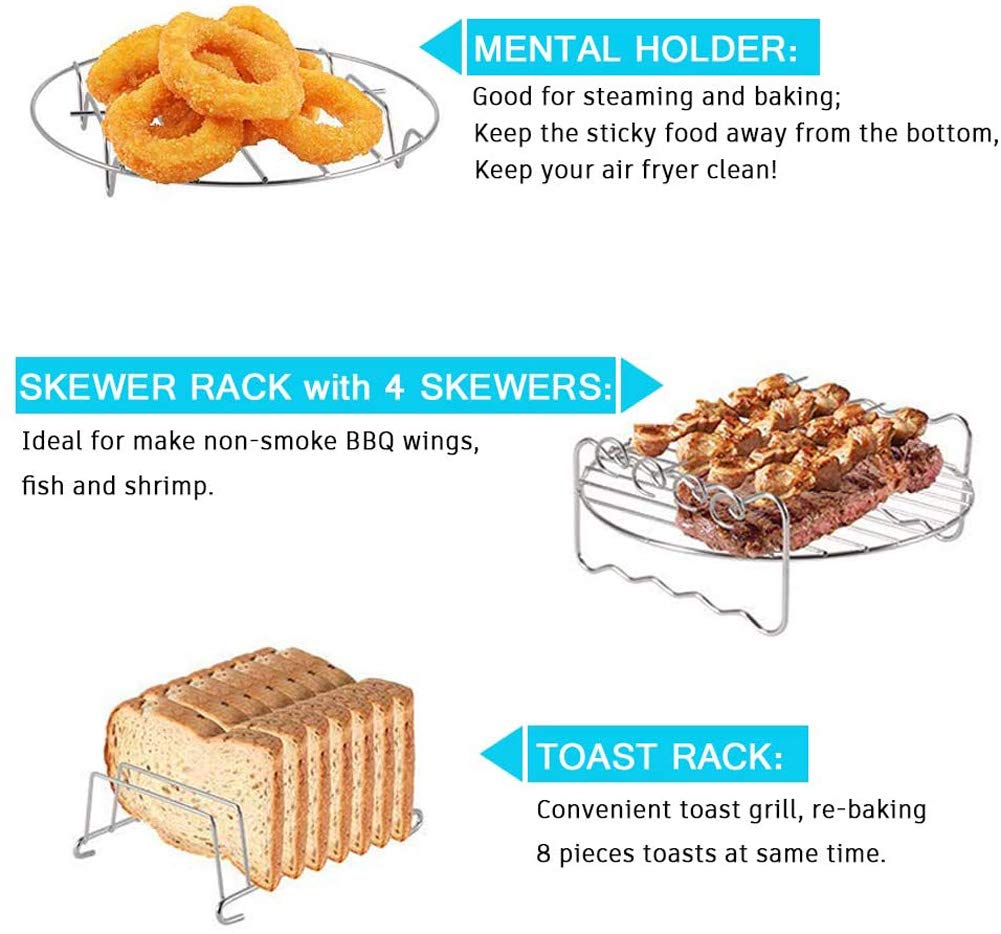Zestaw 5 akcesoriów do frytkownic na gorące powietrze 7 cali do 35 QT - idealny do Gowise, Phillips, Cozyna - obrazek 6