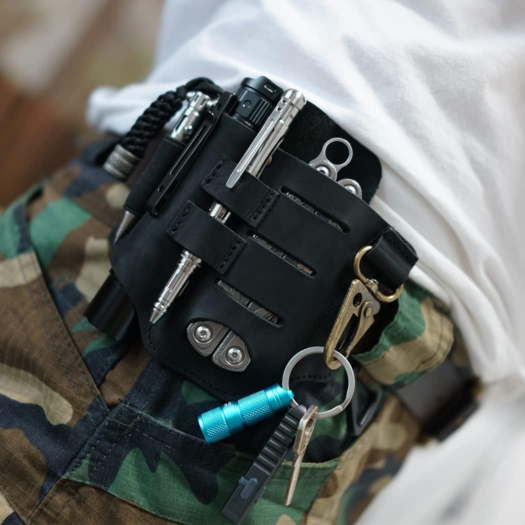 VIPERADE PJ16 EDC skórzana pochwa na pasek, latarkę, torba na nóż, EDC - obrazek 9