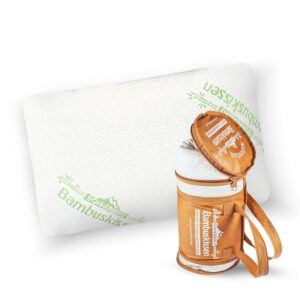 Donnerberg Poduszka podróżna z bambusa idealna poduszka na głowę do spokojnego snu ortopedyczna poduszka pod kark | mała poduszka z pianki z pamięcią kształtu 30 x 50 cm z poszewką na poduszkę z wiskozy bambusowej