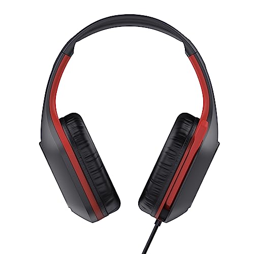 Trust Gaming GXT 415S Zirox - Lekkie kaski do gier na Nintendo Switch z mikrofonem i sterownikami 50 mm - Przewodowe słuchawki Over-Ear w kolorze Czarno-Czerwonym - obrazek 7