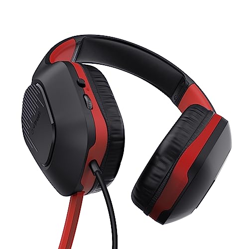 Trust Gaming GXT 415S Zirox - Lekkie kaski do gier na Nintendo Switch z mikrofonem i sterownikami 50 mm - Przewodowe słuchawki Over-Ear w kolorze Czarno-Czerwonym - obrazek 3