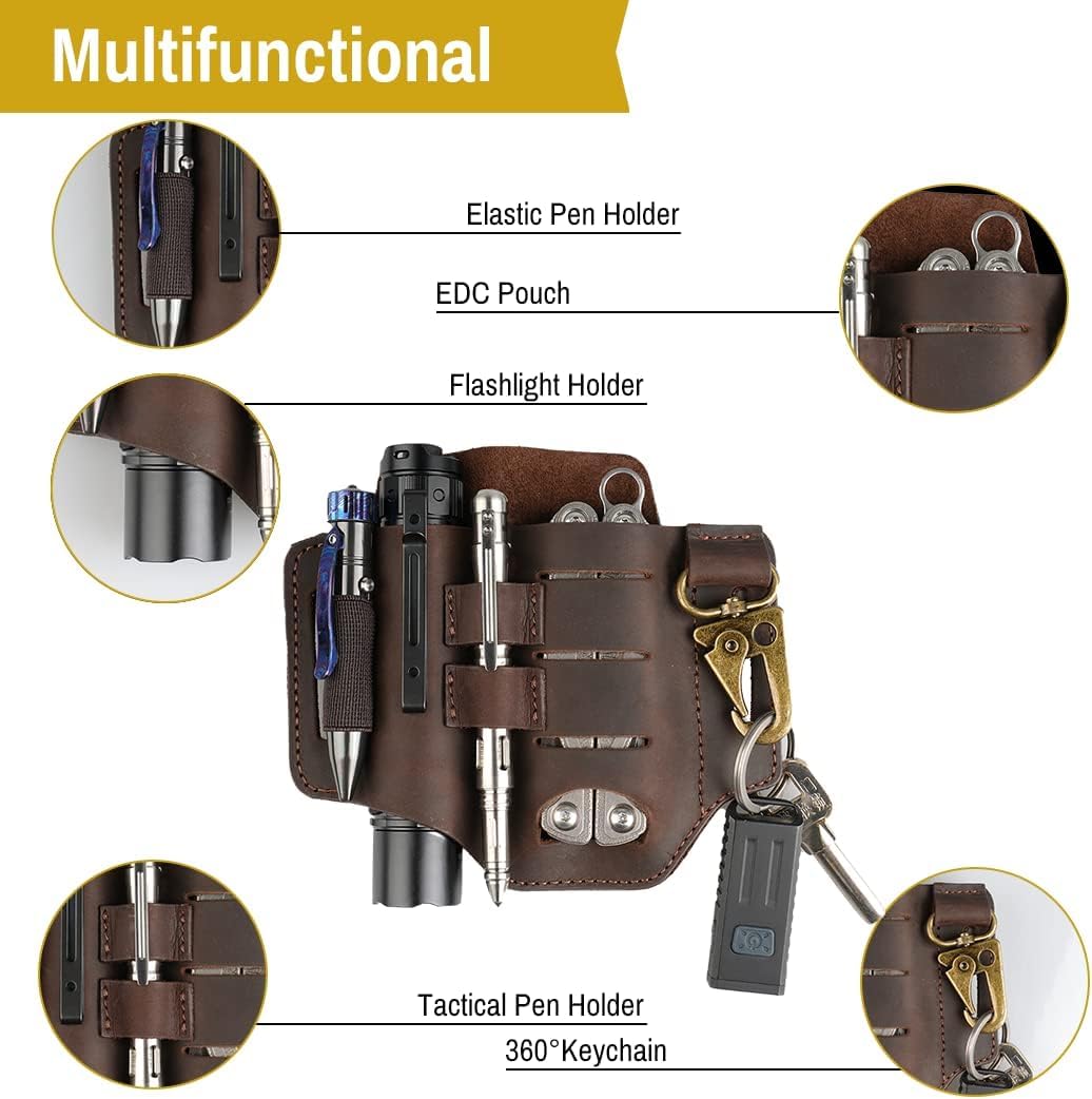 VIPERADE PJ16 EDC skórzana pochwa na pasek, kabura na nóż, EDC Multito - obrazek 8