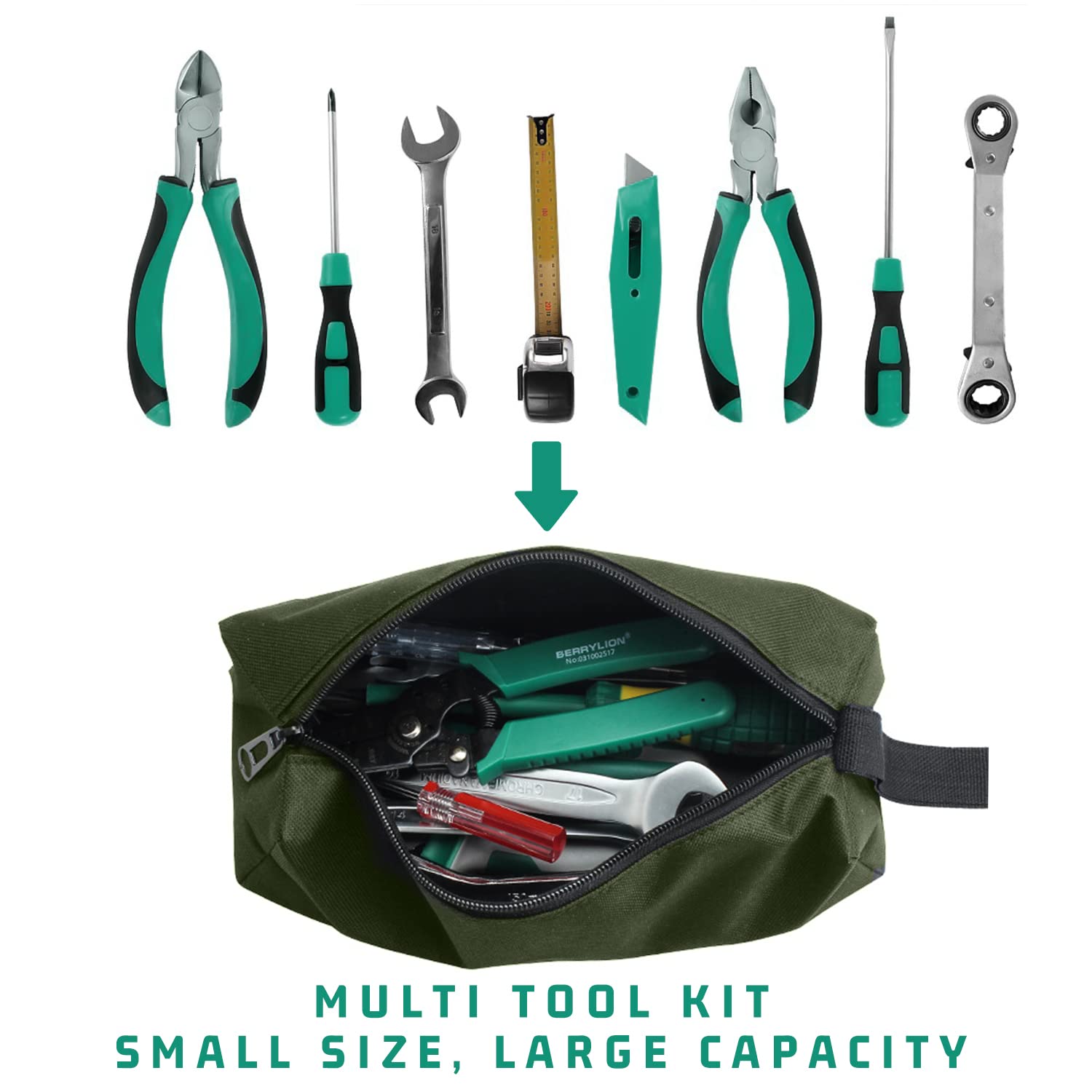 2 zestawy narzędzi z wodoszczelnymi torbami do przechowywania narzędzi (czarna zielona) - obrazek 4