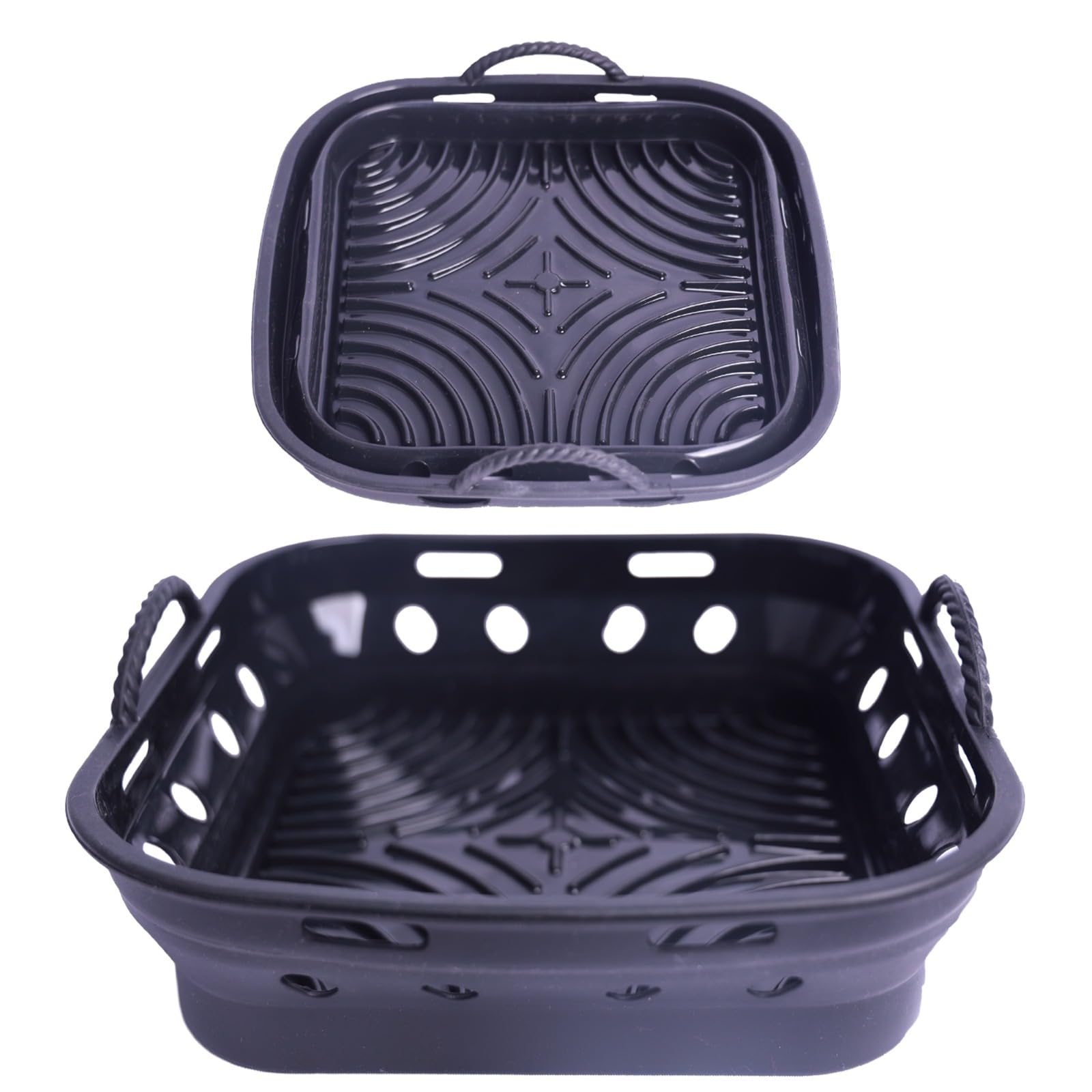 Forma Silikonowa do Frytownicy Powietrznej BEZ Oleju 22CM - 2 sztuki Akcesoria do COSORI, CECOTEC - FREIDER Składany, Wielokrotnego Użytku (Czarny) - obrazek 9