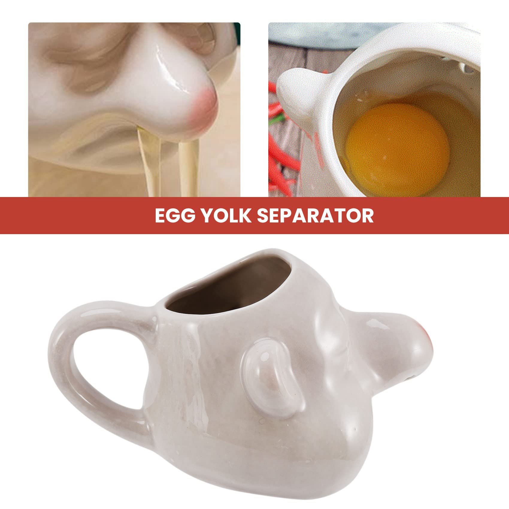 Jevina Ceramic Egg Separator with Yellow Handle - Baking Tool for Kitchen"
"Jevina Ceramic Separator do jajek z żółtym uchwytem - narzędzie do pieczenia do kuchni - obrazek 6