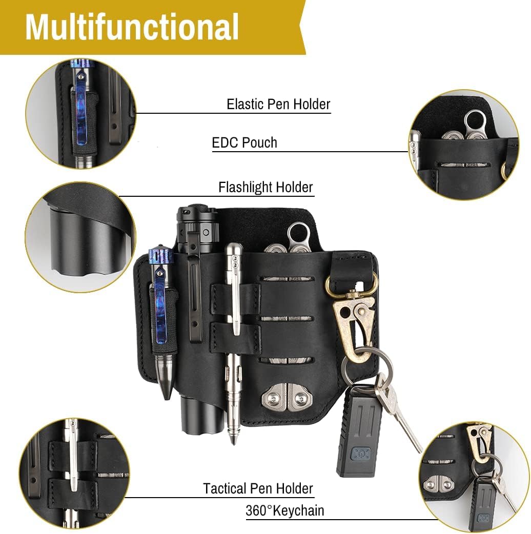 VIPERADE PJ16 EDC skórzana pochwa na pasek, latarkę, torba na nóż, EDC - obrazek 7