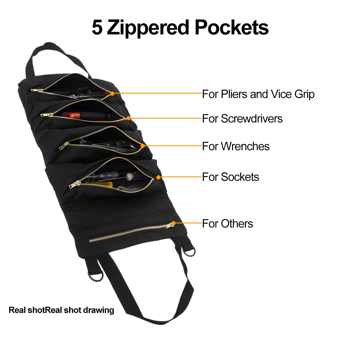 Zwijany organizer narzędziowy z 5 kieszeniami - idealny dla mechaników samochodowych - obrazek 5