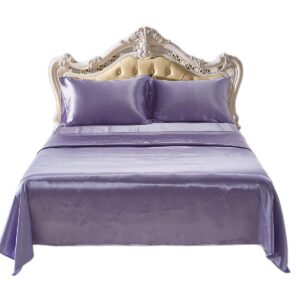 Luksusowe zestawy pościeli imitujące jedwab - jednolity kolor, hipoalergiczne, odporne na plamy, fioletowa kołdra