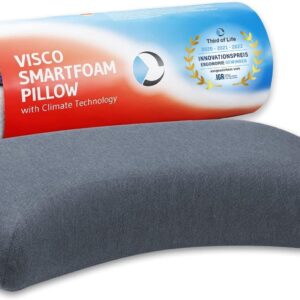 Poduszka pod głowę Luna Quickdry | regulowana wysokość pianka memory i poduszka podpierająca kark z poszewką klimatyczną | ortopedyczna poduszka dla osób śpiących na boku z szybkoschnącą poszewką | ergonomiczna poduszka pod kark