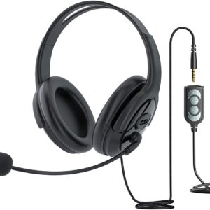 Zestaw słuchawkowy USB i 3,5 mm stereo z redukcją szumów i mikrofonem - idealny do Skype, Teamspeak, Webinarów!